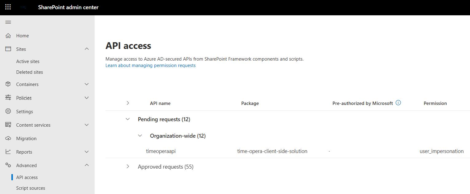 API Access Screenshot